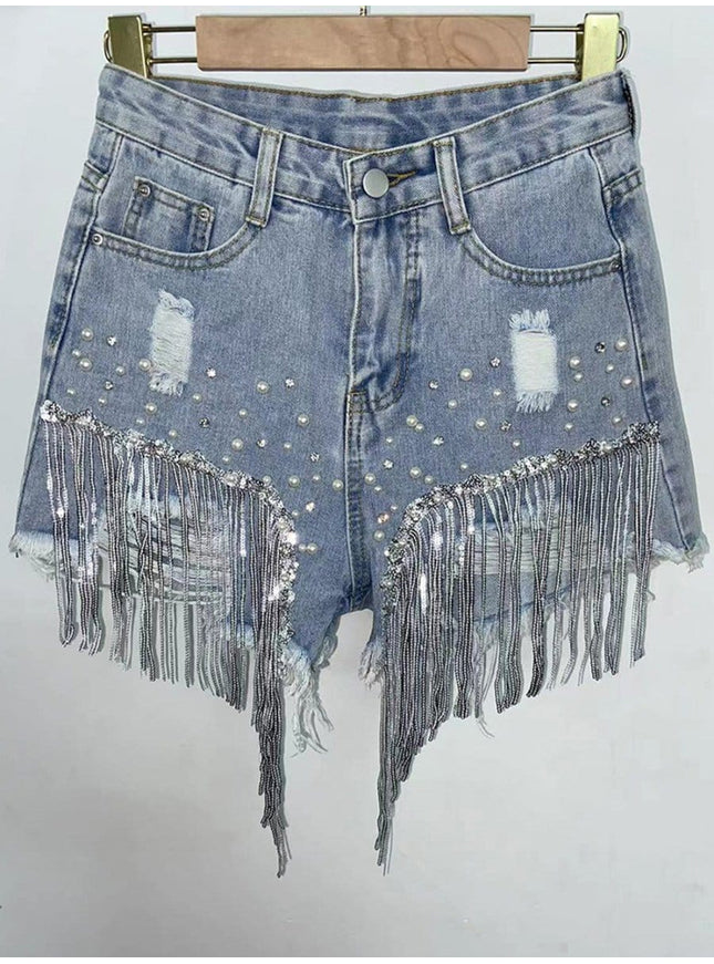 Mya Short Tassel Denim Jeans - Fashion Pov