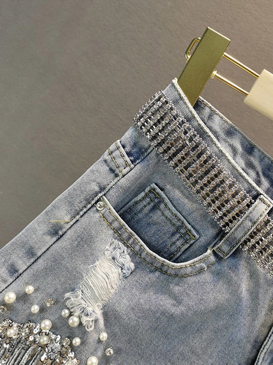 Mya Short Tassel Denim Jeans - Fashion Pov