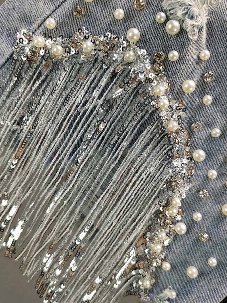 Mya Short Tassel Denim Jeans - Fashion Pov