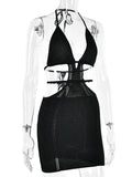 Nadia Backless Hollow Out Mini Dress - Fashion Pov