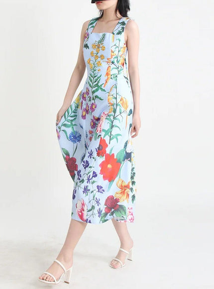 Nevaeh Square Sleeveless Midi Dress - Fashion Pov