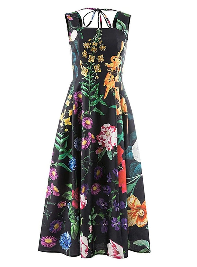 Nevaeh Square Sleeveless Midi Dress - Fashion Pov