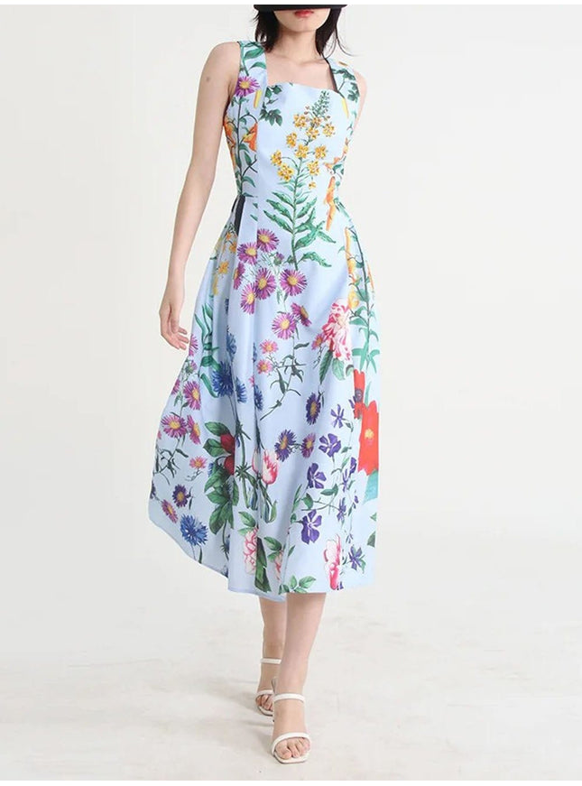 Nevaeh Square Sleeveless Midi Dress - Fashion Pov
