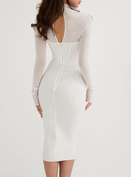 Noelle Hollow Out Bodycon Midi Dress - Fashion Pov