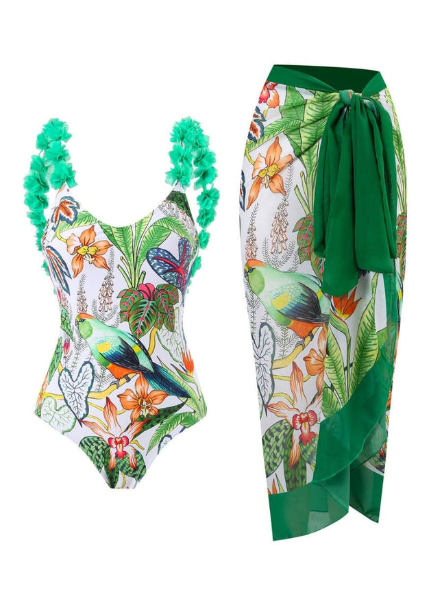 Penelope Floral Ruffle Swimsuit & Skirt Set - Fashion Pov