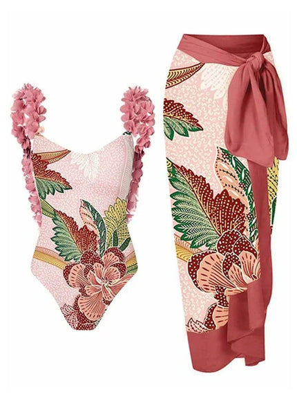 Penelope Floral Ruffle Swimsuit & Skirt Set - Fashion Pov