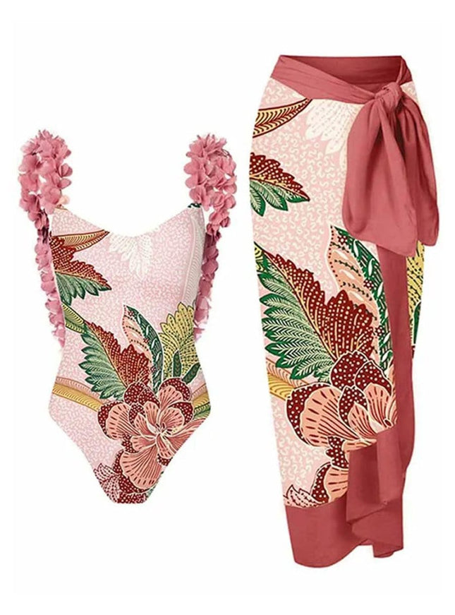 Penelope Floral Ruffle Swimsuit & Skirt Set - Fashion Pov