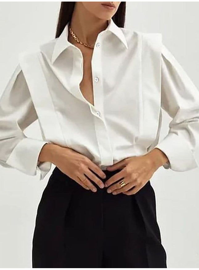 Priscilla Shoulder Pads Buttons Top - Fashion Pov