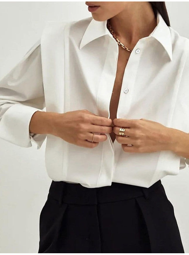 Priscilla Shoulder Pads Buttons Top - Fashion Pov