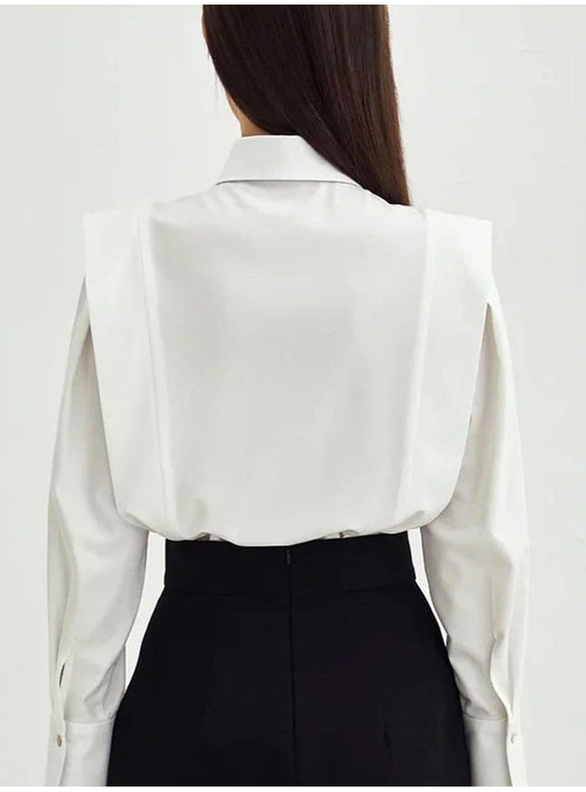 Priscilla Shoulder Pads Buttons Top - Fashion Pov