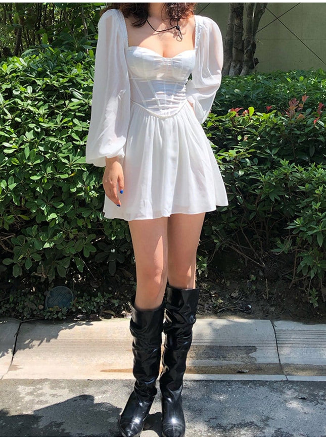 Quinn Mini Dress In White - Fashion Pov