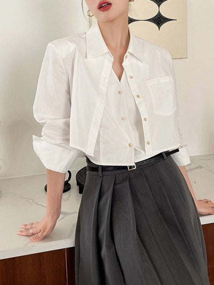 Reece Lapel Long Sleeve Top - Fashion Pov