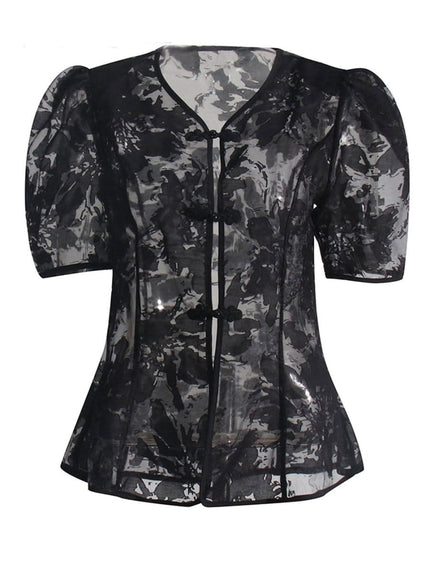 Rian Single Breasted Round Neck Top - Fashion Pov