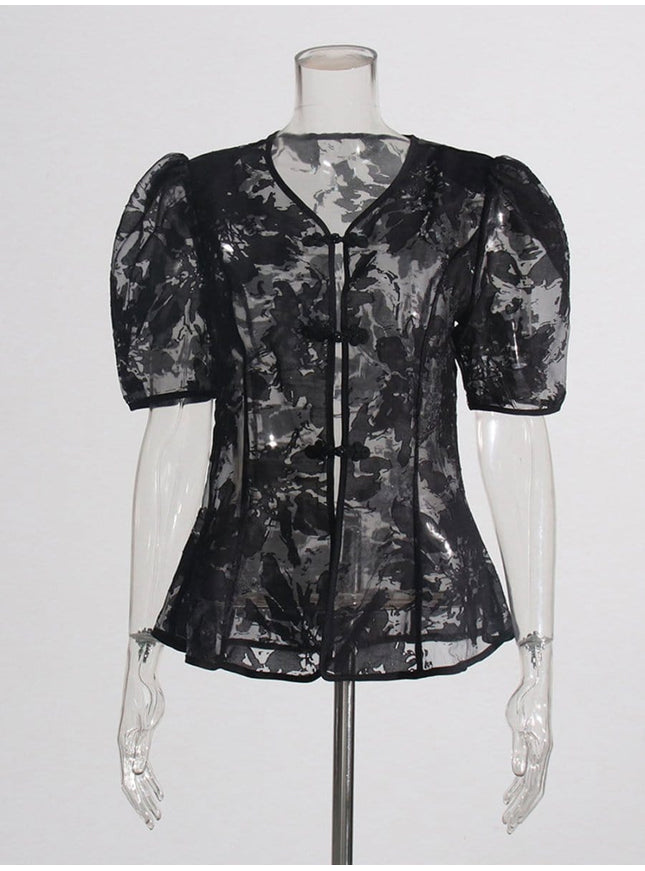 Rian Single Breasted Round Neck Top - Fashion Pov