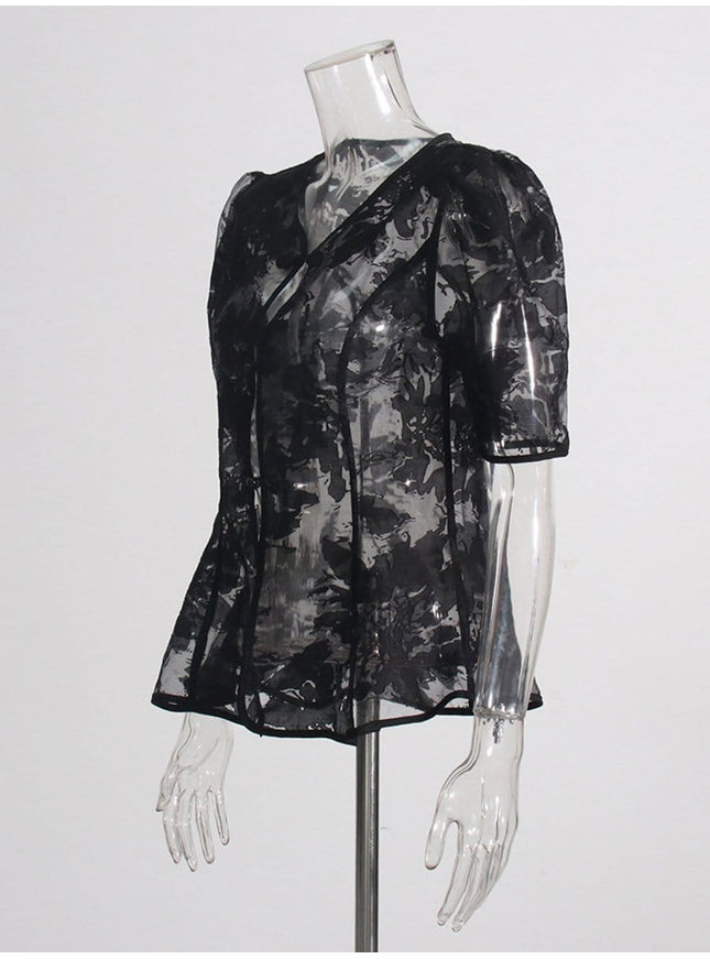 Rian Single Breasted Round Neck Top - Fashion Pov