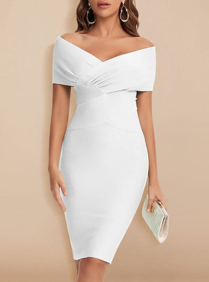 Sadie Off Shoulder Bodycon Midi Dress - Fashion Pov