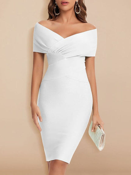 Sadie Off Shoulder Bodycon Midi Dress - Fashion Pov
