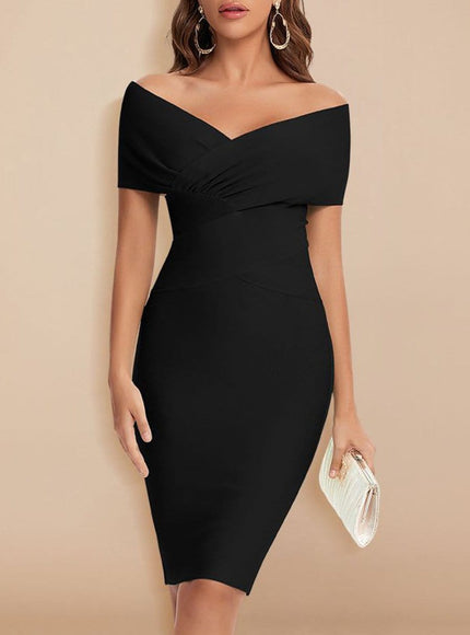 Sadie Off Shoulder Bodycon Midi Dress - Fashion Pov
