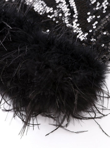 Shiloh Shoulder Feather Backless Mini Dress - Fashion Pov