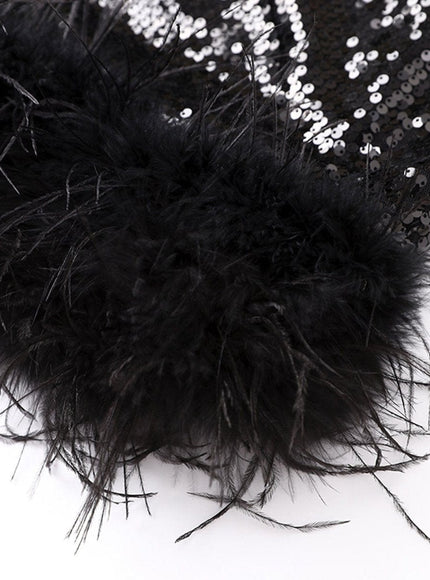 Shiloh Shoulder Feather Backless Mini Dress - Fashion Pov
