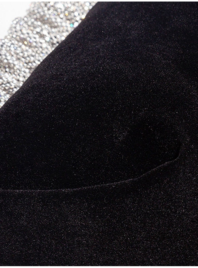 Skylar Rhinestone Fold Handle Velvet Handbag - Fashion Pov
