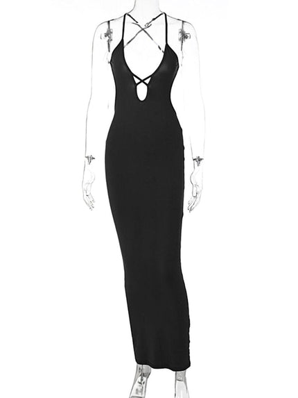 Sonia Hollow out Backless Maxi Dress - Fashion Pov