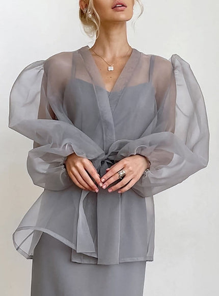Talia V Neck Long Sleeve Top - Fashion Pov