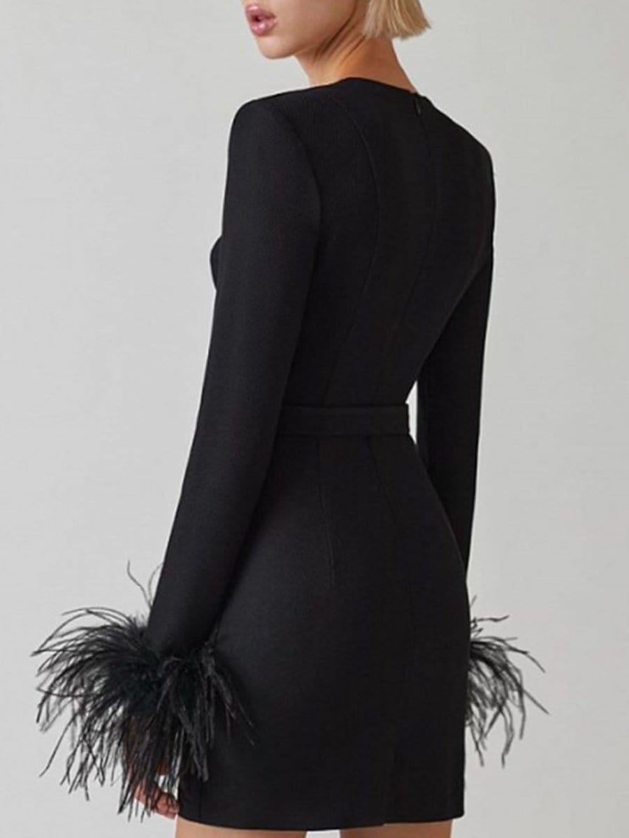 Thea Feather Bodycon Mini Dress - Fashion Pov