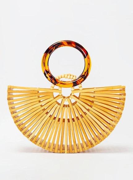 Zoey Half Round Bamboo Beach Handbag - Fashion Pov