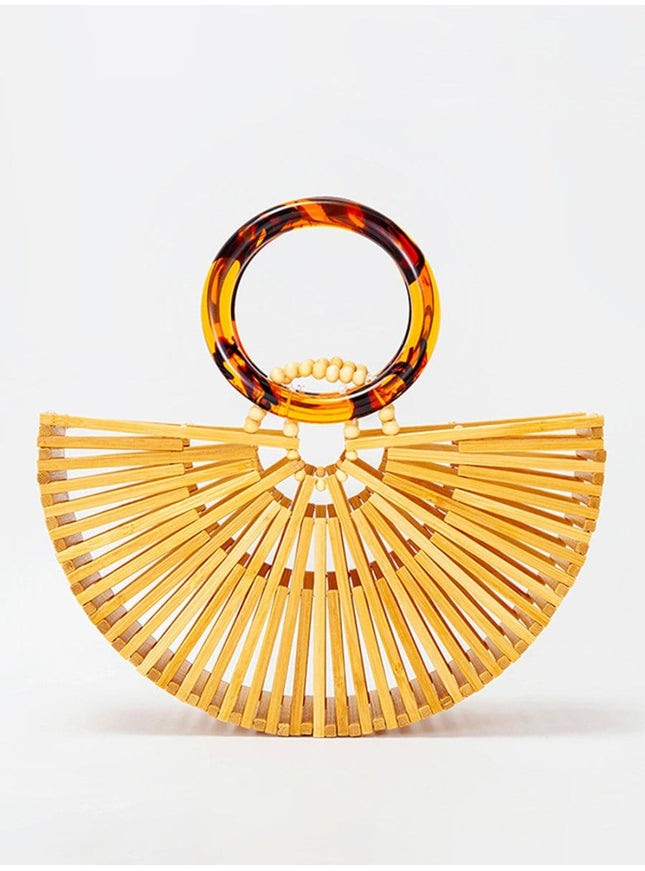 Zoey Half Round Bamboo Beach Handbag - Fashion Pov