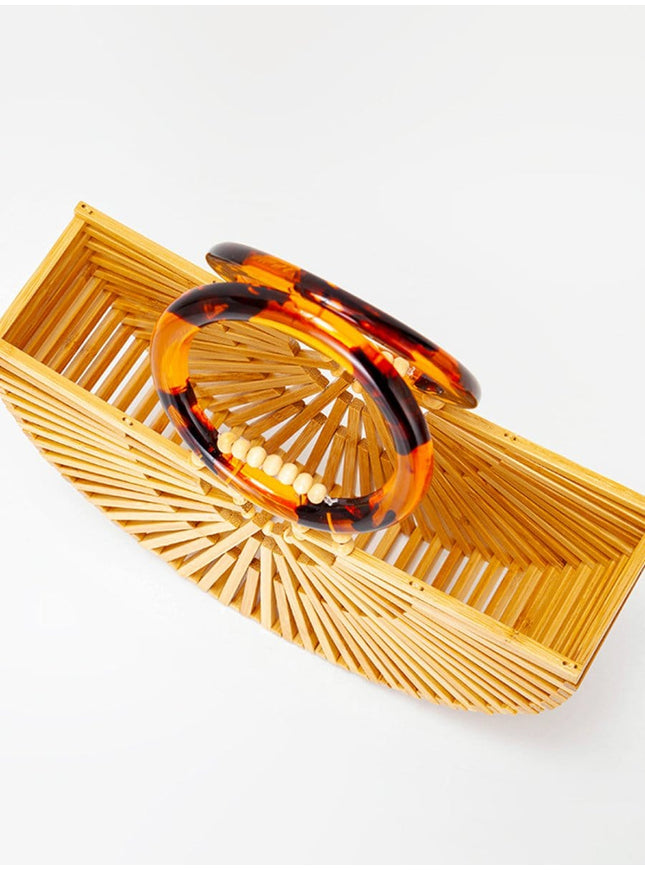 Zoey Half Round Bamboo Beach Handbag - Fashion Pov