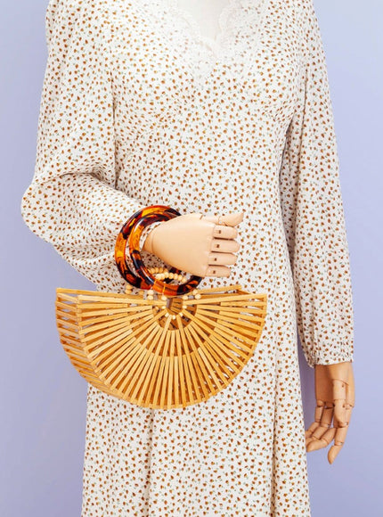 Zoey Half Round Bamboo Beach Handbag - Fashion Pov
