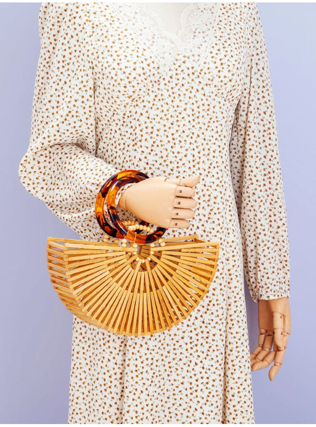 Zoey Half Round Bamboo Beach Handbag - Fashion Pov