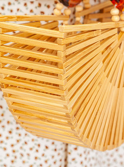 Zoey Half Round Bamboo Beach Handbag - Fashion Pov