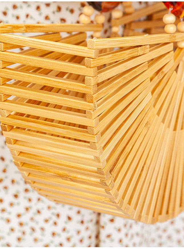 Zoey Half Round Bamboo Beach Handbag - Fashion Pov