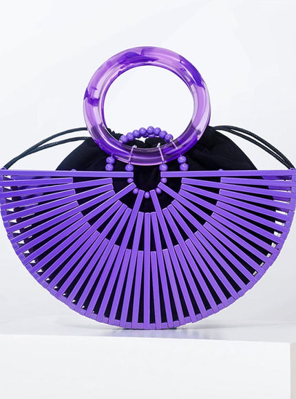 Zoey Half Round Bamboo Beach Handbag - Fashion Pov