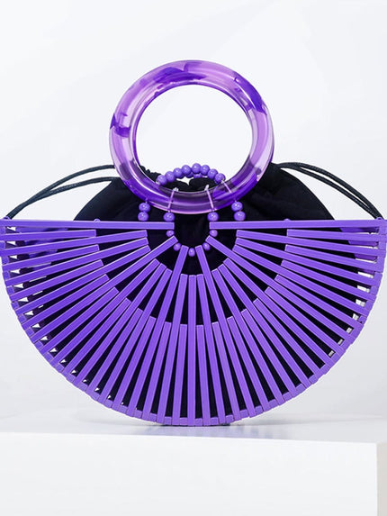 Zoey Half Round Bamboo Beach Handbag - Fashion Pov